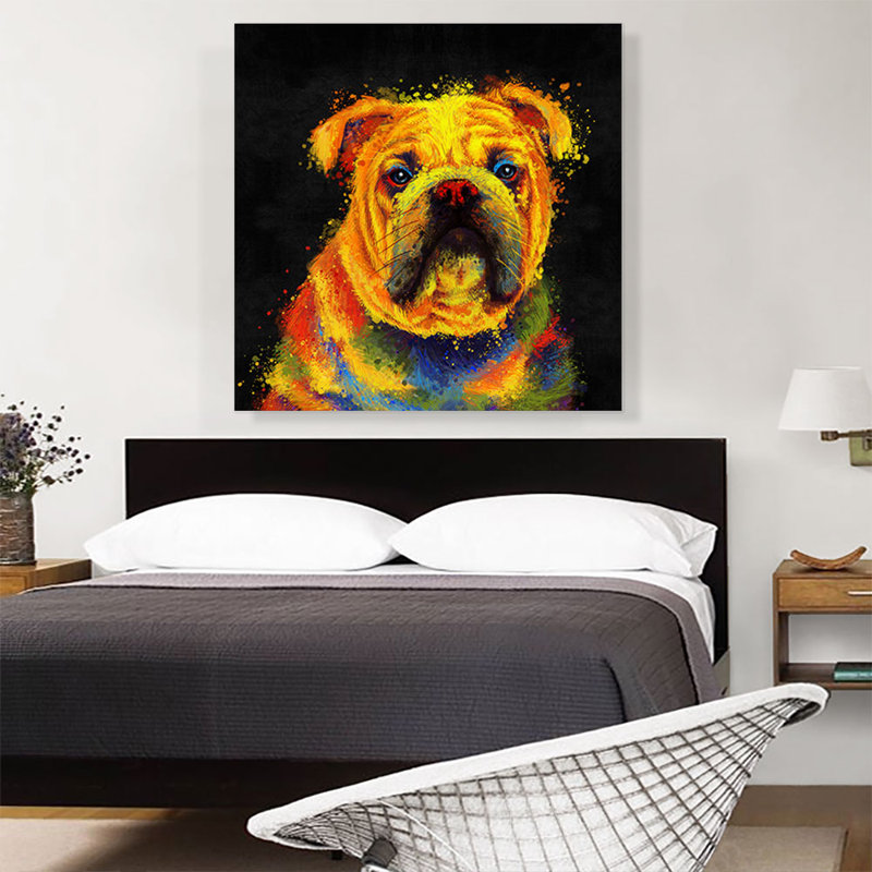 Bouledogue anglais - impression sur toile tendue, H 36 po x l 36 po x 1,5 po