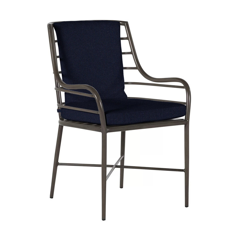 Carmel Patio Dining Armchair with Cushions, Welt, Linen Navy