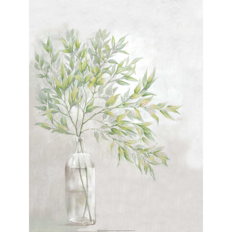 Vase de feuilles - reproduction sur toile tendue, L 30 po x H 40 po