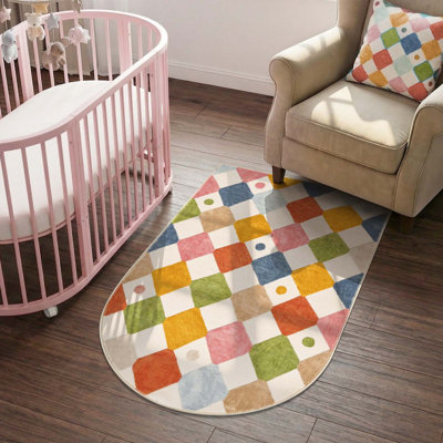 Colorful Diamond for Kids Washable Non-slip Rug