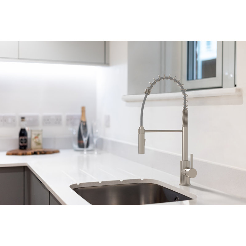 Olympia Faucets I2V Pull Down Kitchen Faucet, Brushed Nickel