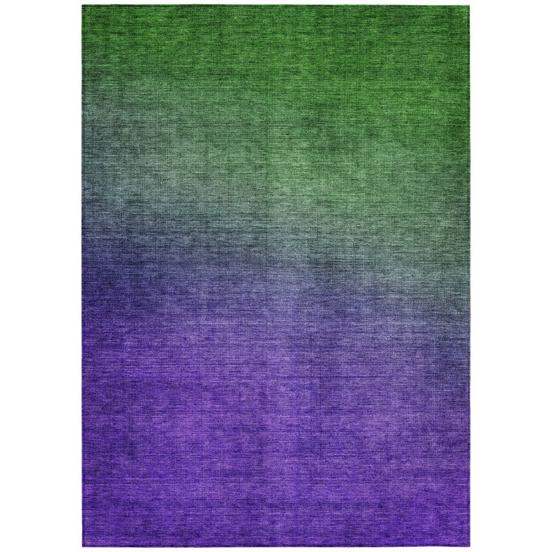 Tapis d'intérieur lavable 10 pi x 14 pi vert mauve et gris anthracite