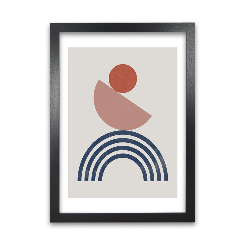 Mid Century Shapes B - Print, Black Frame, 59cm H x 42cm W x 3cm D