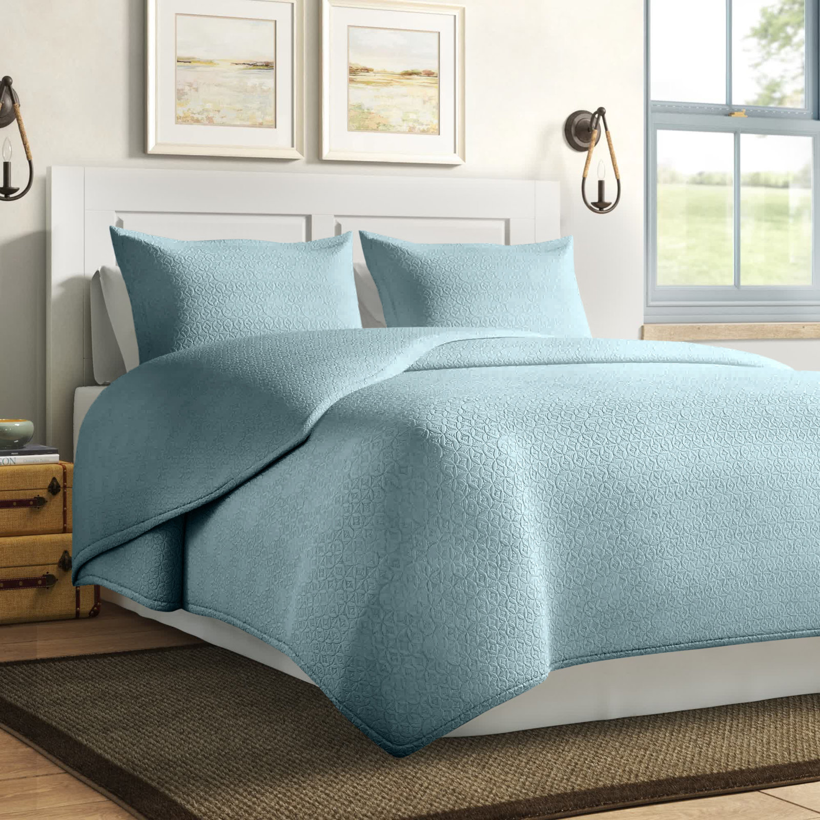 Cotton Quilt Set, Twin Quilt + 1 Shams, Taupe