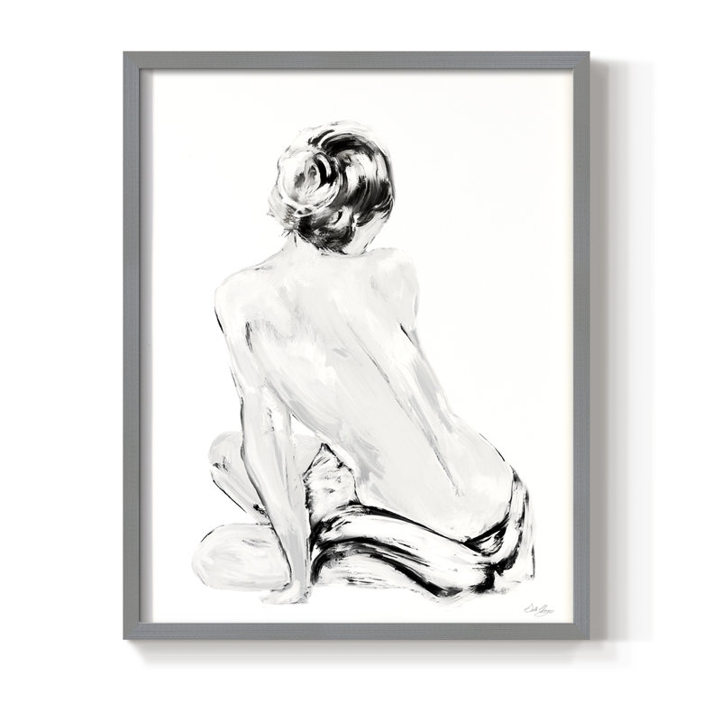 Impression impressionniste «Soft Nude II», bois massif, 30" H x 24" W, Gris