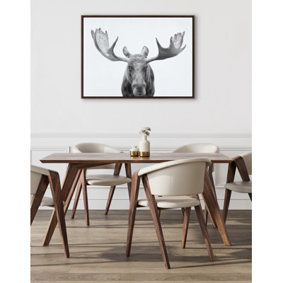 «Moose Black and White» par Amy Peterson, reproduction d'art sur toile encadrée