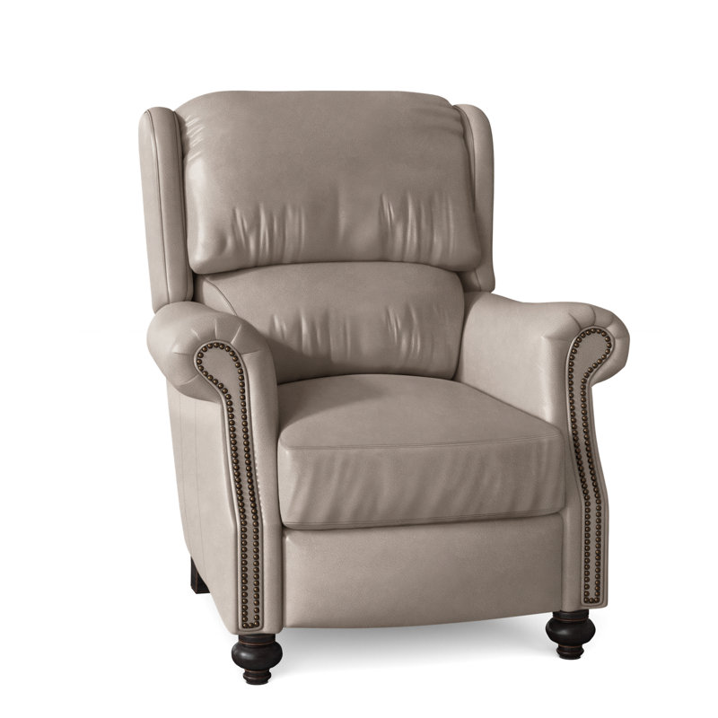 Bancroft Recliner, Aline Light Gray Stonewash Genuine Leather, Plantation, Natural