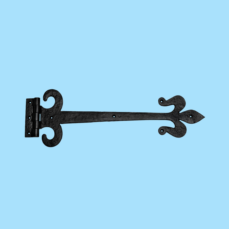 Black Wrought Iron Fleur De Lis 18" Strap Hinge