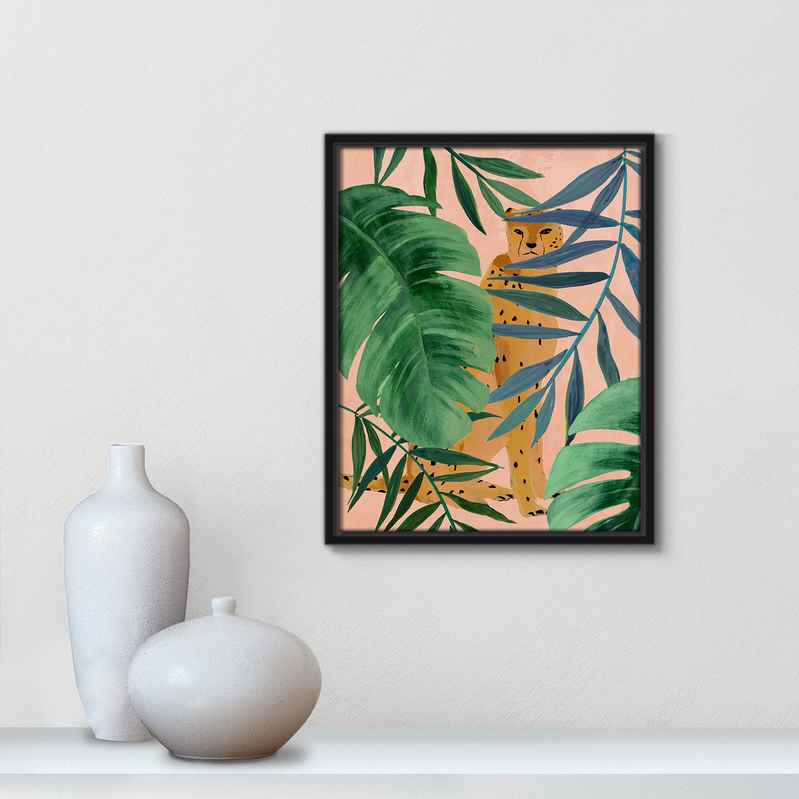 Allie "Silent Jungle" Painting by Isabelle Z, 15.5" H x 12.5" W x 2" D, Black Framed Canvas