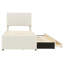 Lit plateforme simple tapissier avec lit gigogne et 3 tiroirs, style lin beige
