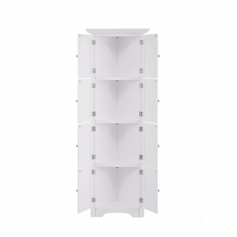 Tall Storage Cabinet With Doors And 4 Shelves, White