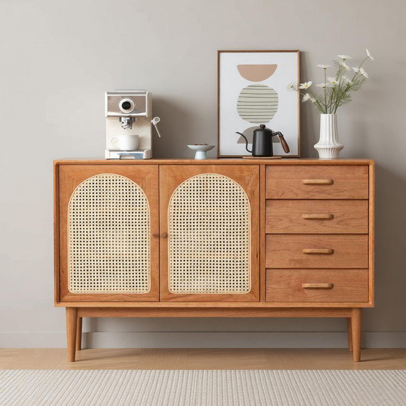 Buffet de rangement multifonctionnel en bois massif, H 35,43 po x l 55,11 po x P 15,74 po