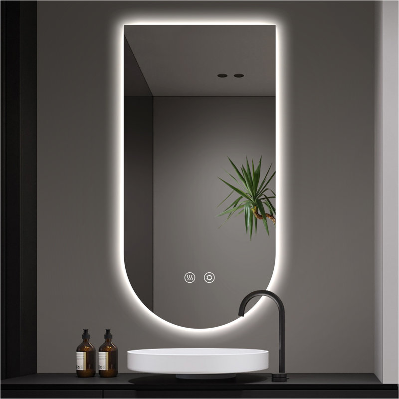 Miroir de salle de bain vertical inversé à DEL