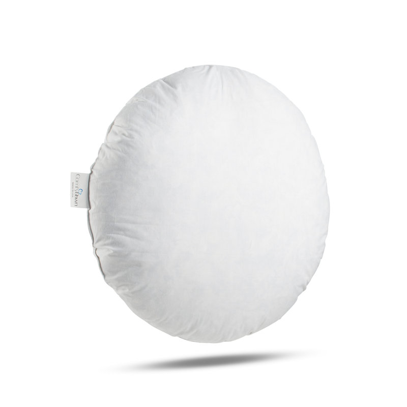 20" Round White Cotton Down and Feather Pillow Insert