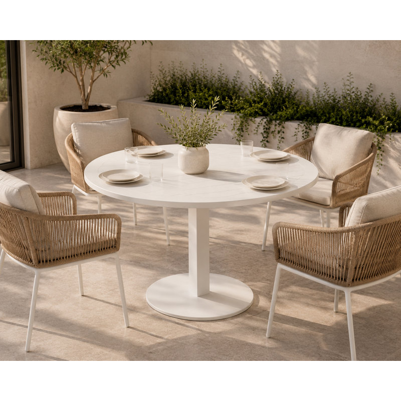 Table de salle à manger pliante en aluminium Sunset, Blanc, H 30 po x L 35 po x P 35 po