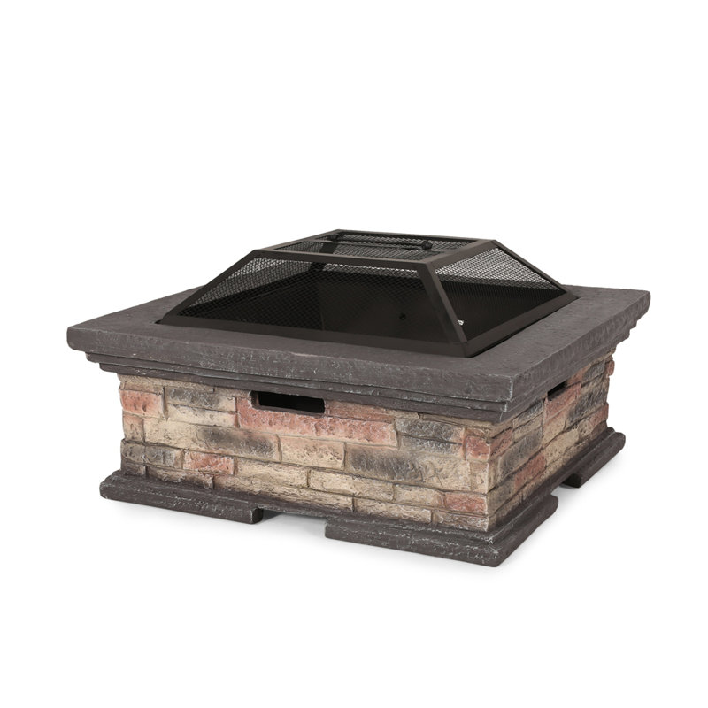 MGO Square Wood Burning Fire Pit With Durable Construction And Modern Outdoor Design For Backyard Gatherings.