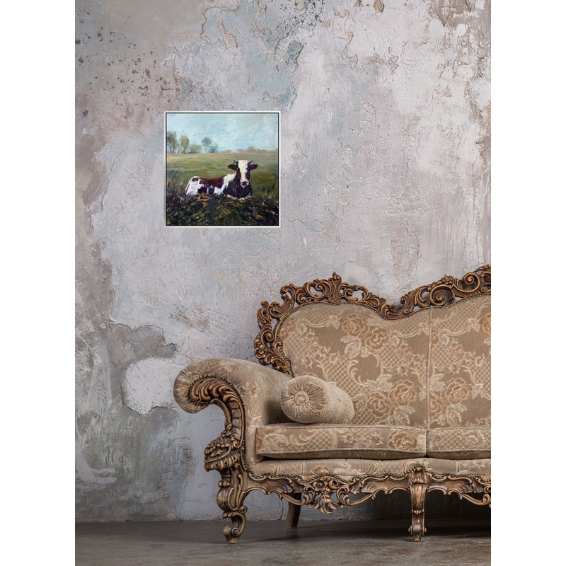 LONE COW LONE COW - Unframed Print on Canvas, 20" H x 20" W x 1" D, Unframed