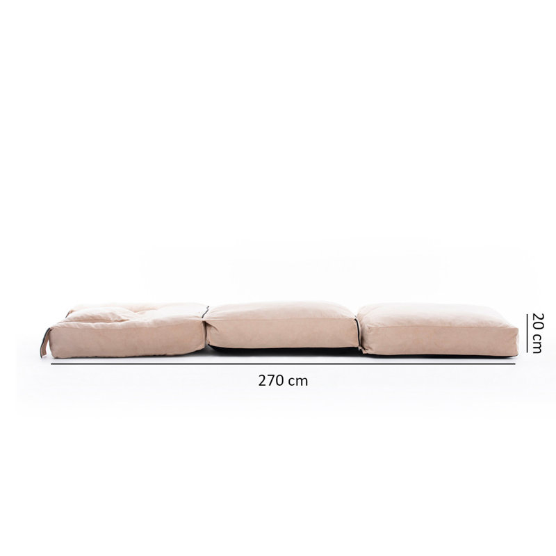 Fauteuil futon large de 35,4 po Elvin, Mélange de polyester crème