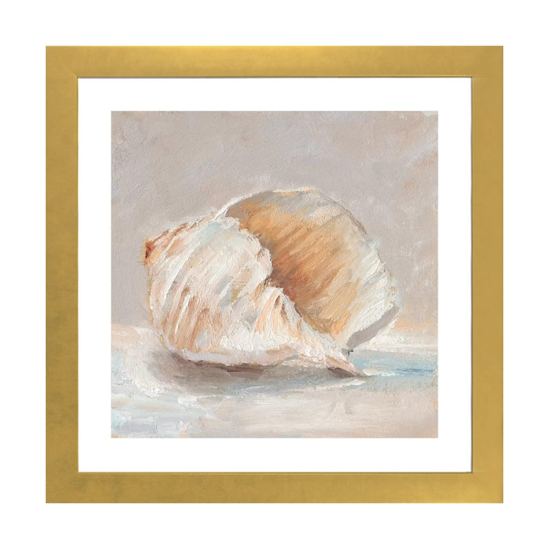 Reproduction d’art sur toile, "Impressionist Shell Study IV" par Ethan Harper, Papier encadré doré, Blanc