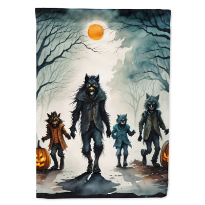 Double Sided 40'' H x 28'' W Polyester Halloween House Flag