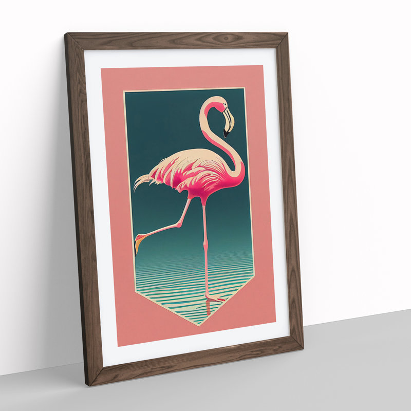 XV1022-2397X Happy Flamingo 1 Piece Single Picture Frame Wall Art, 34cm H x 25cm W, Brown