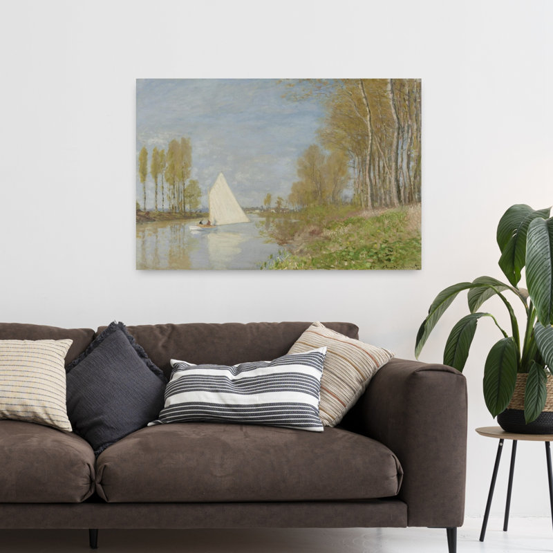 Voilier Sur Le Petit Bras De La Seine, Argenteuil 1872 Classic Abstract Contemporary Mountain Summer Wall Art Print by Claude Monet - Wrapped Canvas Print