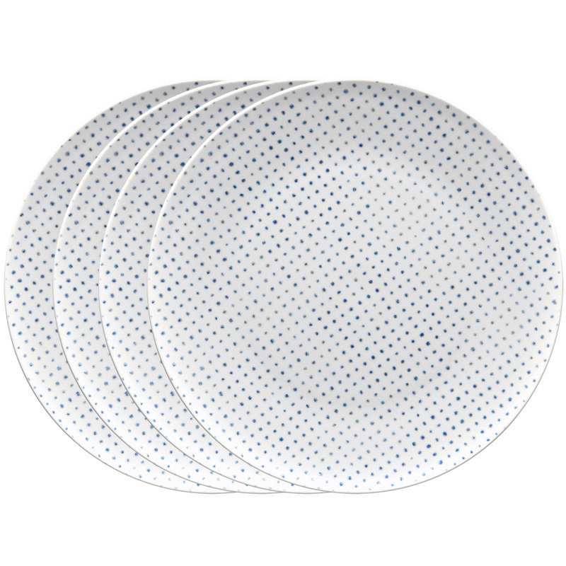 Noritake Hammock Coupe Dinner Plates - Dots, 11", Blue