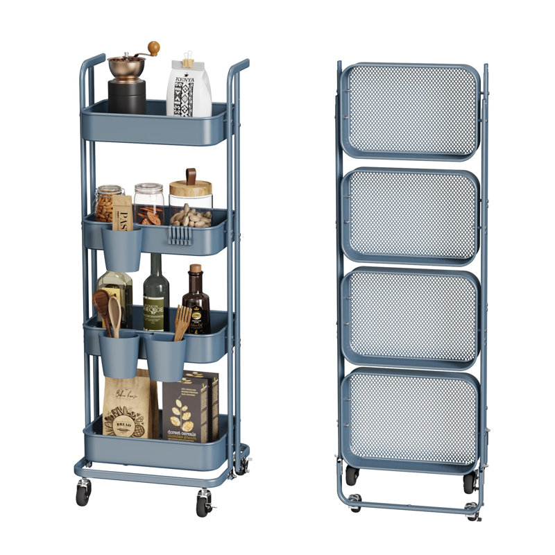 48.6'' H x 18.7'' W Utility Cart with Wheels, Blue