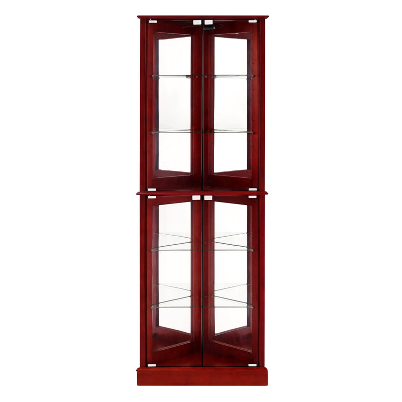 Armoire de coin avec éclairage Curio, Cerisier