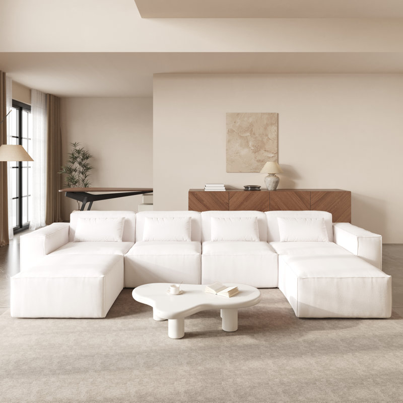 Canapé modulaire en velours 6 pièces Cloud, Beige