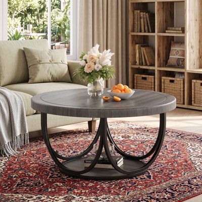 31.5 " Round Coffee Table, 2 -Tier Accent Cocktail Table