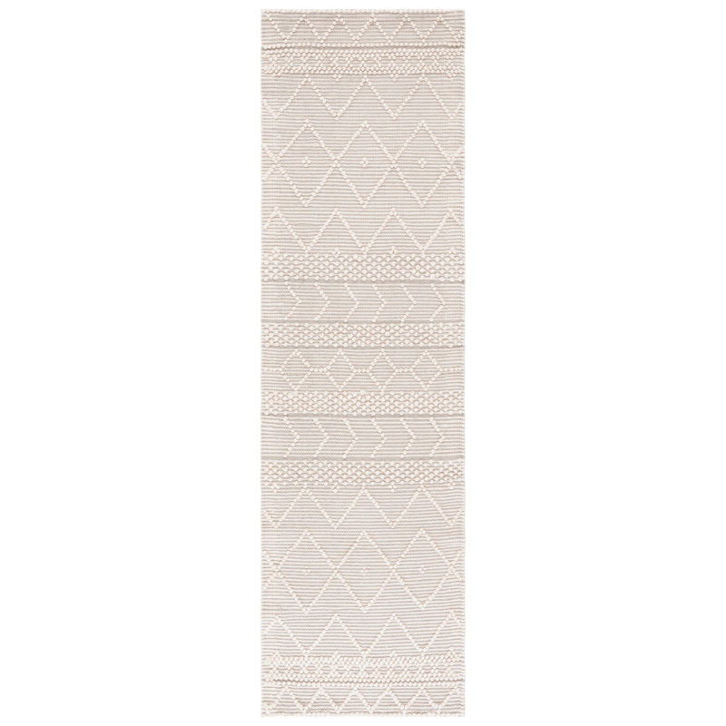 Scheid Geometric Handmade Hand-Loomed Area Rug in Ivory/Gray, Runner 2'3" x 8'