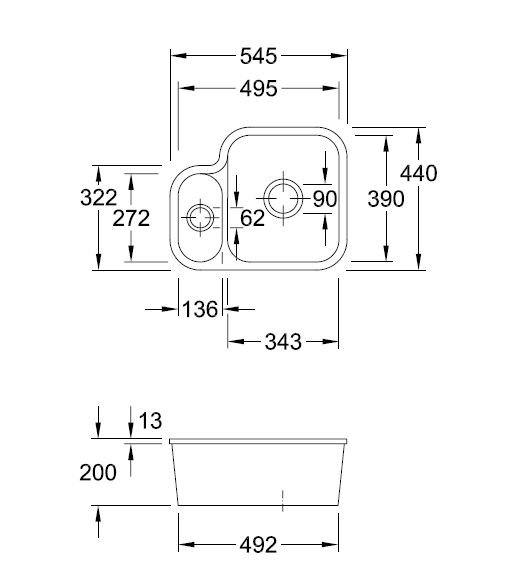 Cisterna 1.5 Bowl Undermount Kitchen Sink
