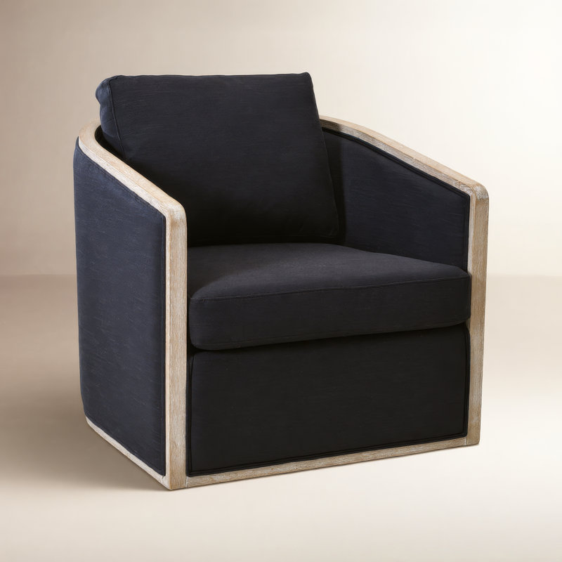 Fauteuil demi-tonneau pivotant de 30 po Holl, Lin noir