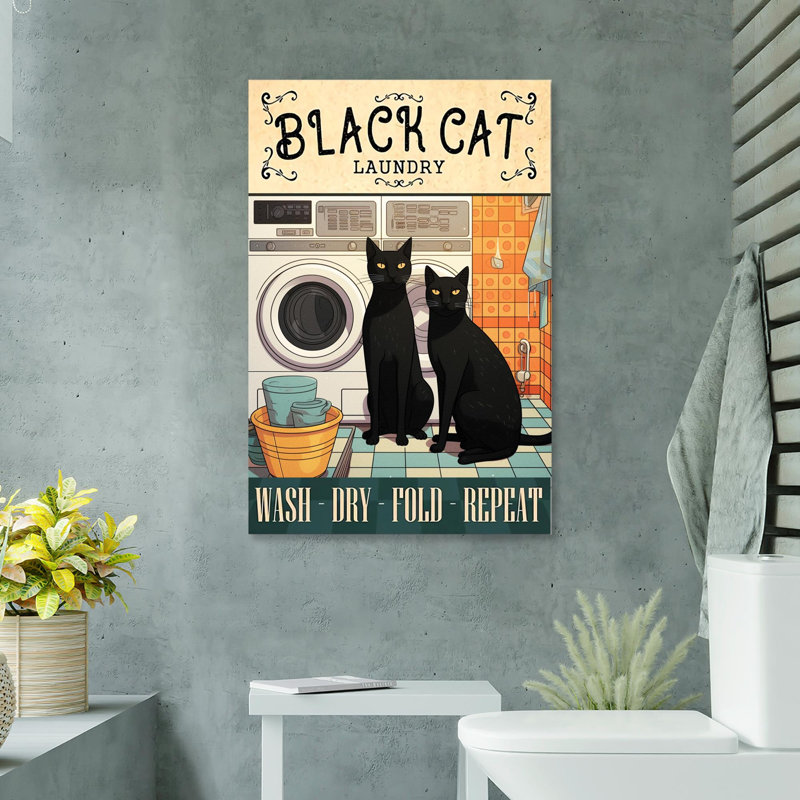 «Black Cat Laundry», impression sur toile tendue, H 36 po x l 24 po x P 1,25 po