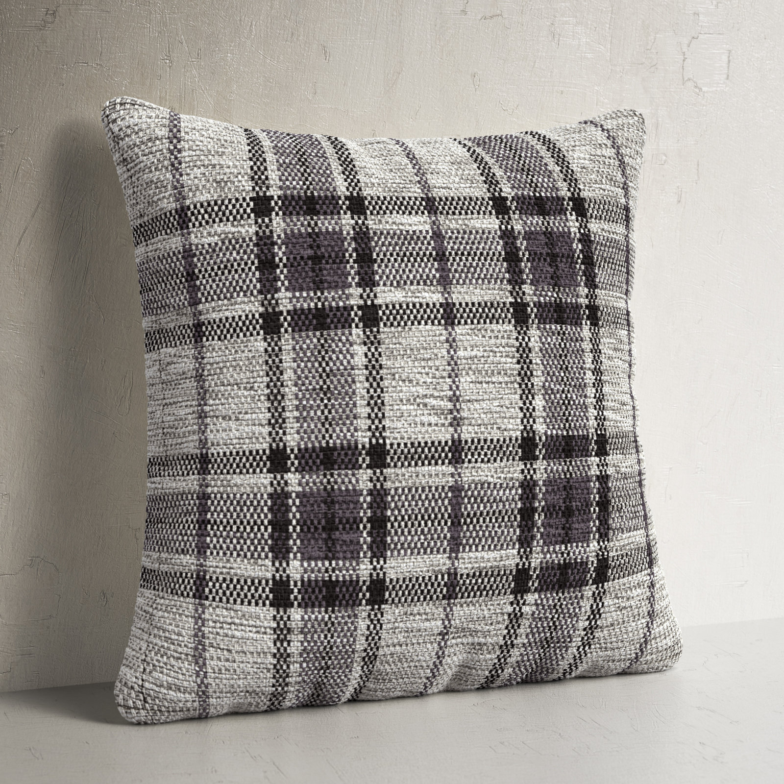 Carillon Plaid Cotton Pillow Cover, 22" x 22"