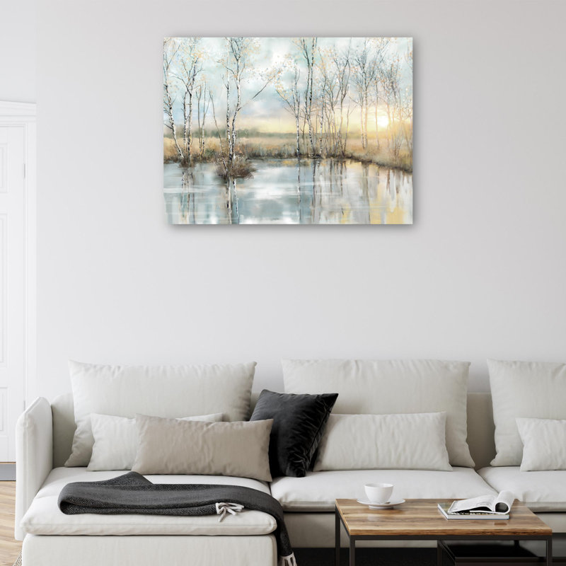 Calm Reflections by Studio Arts Meadow Birch Trees Canvas Art Print, Wrapped Canvas, 30" H x 40" W x 1.5" D