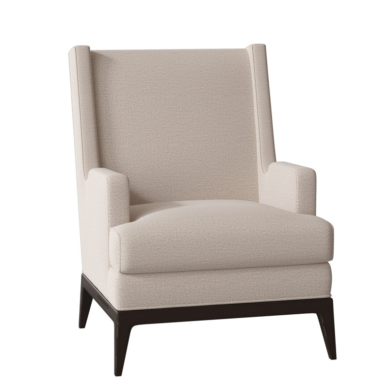 Cooper Upholstered Wingback Chair, Elise Linen, American Walnut