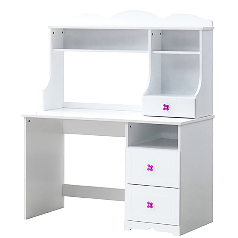 Bureau d'écriture blanc avec rangement pour tiroir - base traîneau pour une installation efficace 2 tiroirs rectangulaires