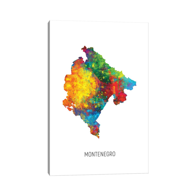 Montenegro Map by Michael Tompsett - Wrapped Canvas Print, 66.04 cm H x 45.72 cm W x 1.91 cm D