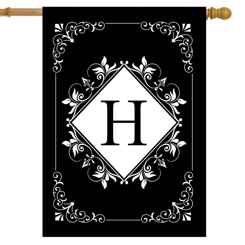Black And White Monogram H House Flag
