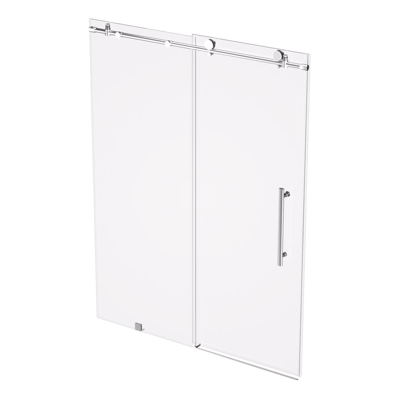 56"-60W"*74H"Single Sliding Frameless Shower Door with 3/8"(10mm) Clear SGCC Tempered Glass, Stainless Steel Accessories