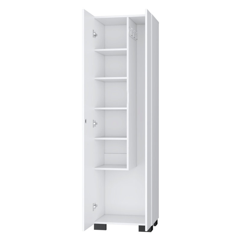 Armoire à balai blanche à tablettes - Organisez votre maison avec des articles de style compartiments intérieurs