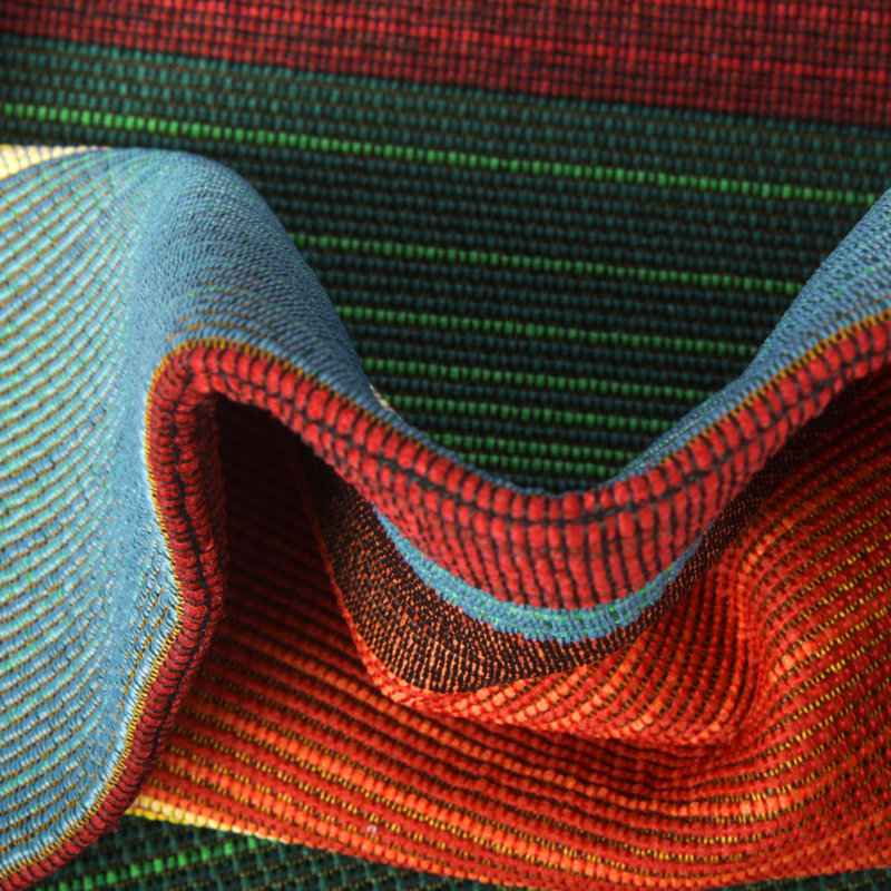 Tapis intérieur / extérieur à rayures Meliton - rouge / vert / bleu / orange, Tapis de couloir 2 pi x 6 pi