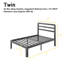 Lit plateforme simple en métal noir de 18 po avec tête de lit moderne Kynnleigh, support en acier robuste, rangement sous le lit, aucun sommier nécessaire-19330559-53588376