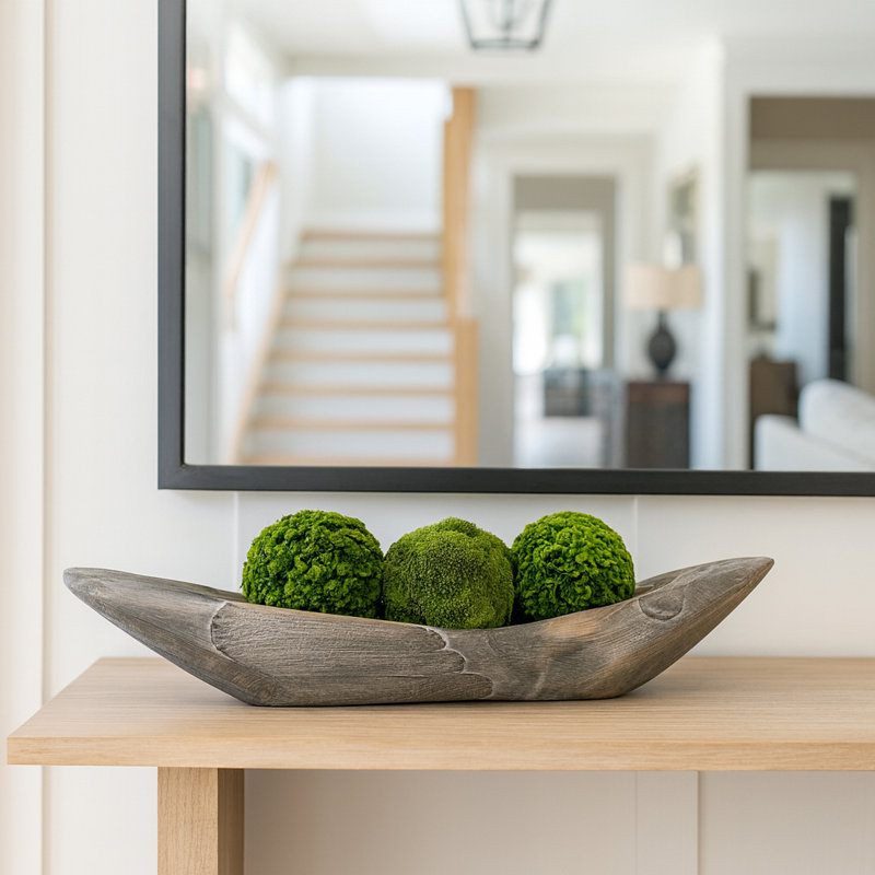 Bol décoratif en bois sculpté à la main de 20 po de long - Centre de table en bois flotté naturel | Décoration rustique biologique pour table ou console
