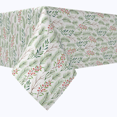 Square Tablecloth, 100% Cotton, 52X52", Merry Berries & Branches
