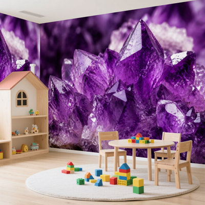 Wall Mural Peel and Stick Wallpaper Amethyst geode Effect Self-Adhesive Removable Contact Paper Wall Decor for Living Room Bedroom 100"H x 144"W