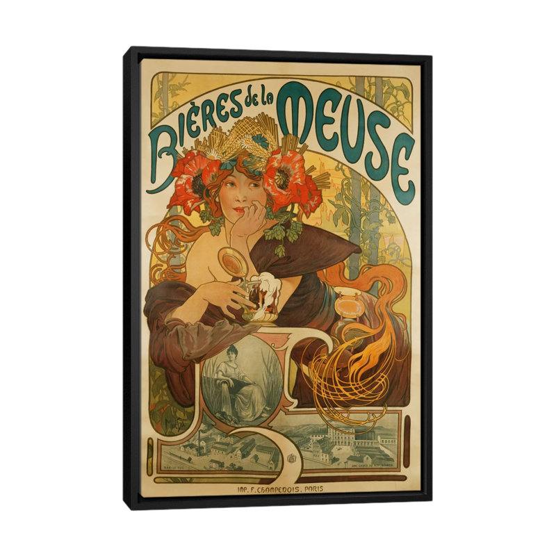«Bieres de La Meuse, 1897», impression sur toile, H 26 po x l 18 po x P 1,5 po, Toile avec cadre noir, Pas de tapis