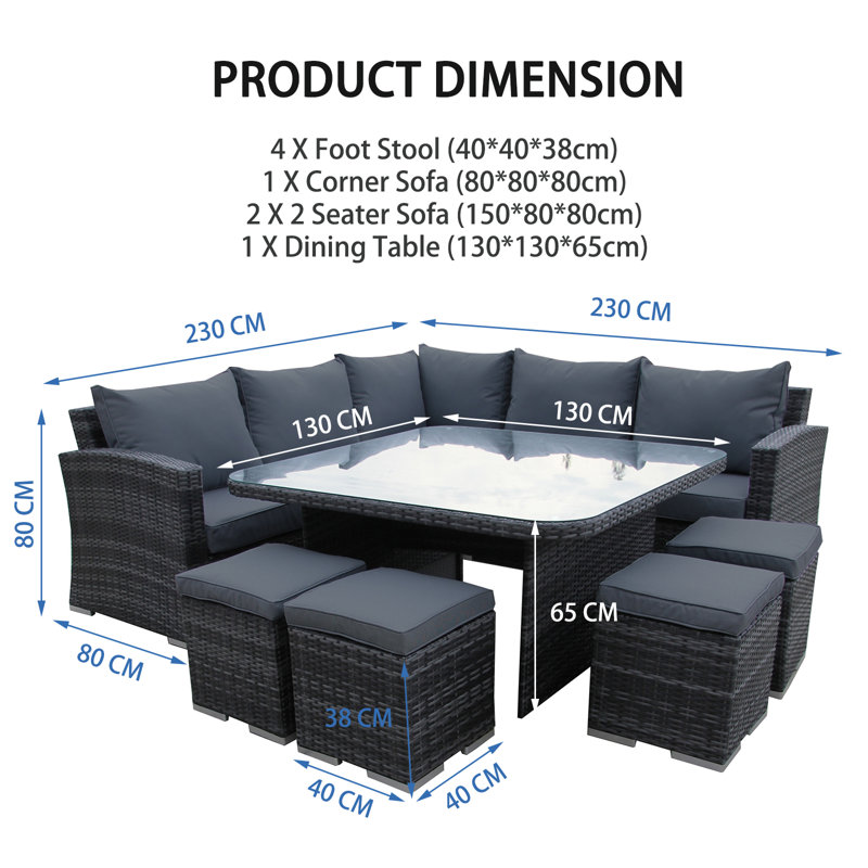 Curve Sofa Dining Set, Mix Brown